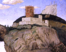 Andrea Mantegna - Camera Picta: La rocca Pia a Tivoli in costruzione (particolare)